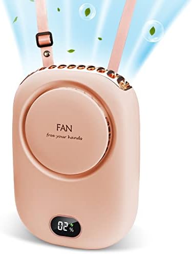 Ventilador de pescoço portátil de Pikapikap, fã de pescoço pendurado com mãos livres com cordão e suporte ajustáveis, mini