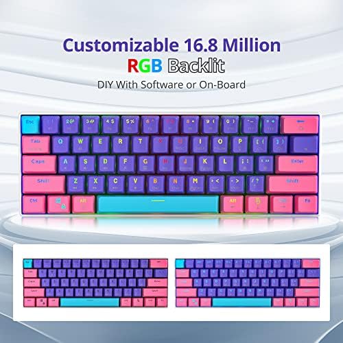 MOSPTNSPG RGB MINI 60% do teclado mecânico de jogos mecânico, teclado de escritório ergonômico de troca de traslado