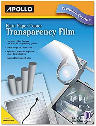 Apollo Transparency Film, transflm, rmvblstrp, 100/bx