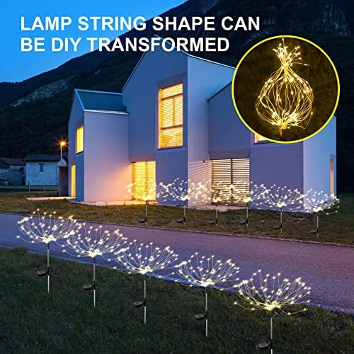 Timghks Solar Garden Lights com 120 miçangas leves LED - Luzes de fogos de artifício solares ao ar livre bonitas e