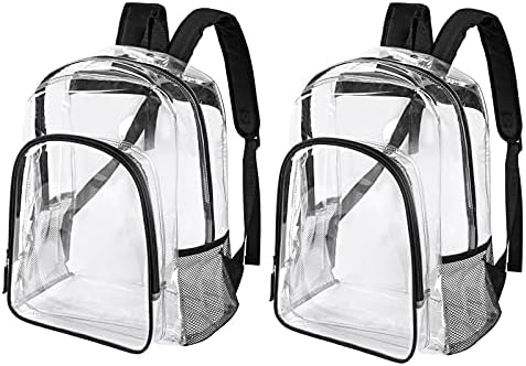 Fomaris Clear Backpack Transparente Veja através de plásticos plásticos livros claros para homens, escola, estádio, trabalho, segurança, viagem