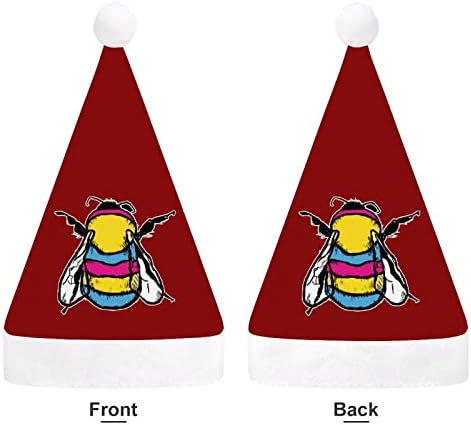 Bandeira pansexual abelha chapéu de natal chapéu de santa engraçado chapéus de natal chapéus para mulheres para mulheres/homens