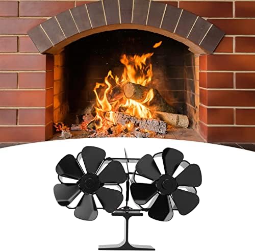 Ventilador de fogão movido a calor de Zerodis, ventilador de cabeça dupla à prova de alta temperatura com 6 lâminas de ventilador