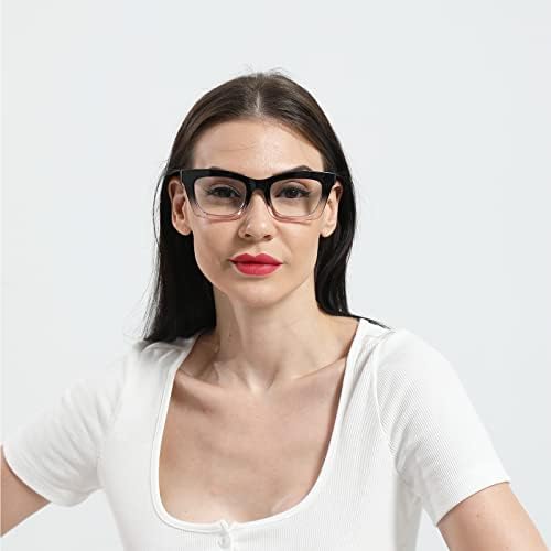 Prtcslwd 4 óculos de leitura de embalagem para mulheres Oprah estilo quadrado de tamanho de mola de mola de mola azul óculos de