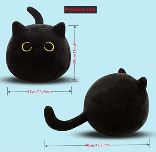 Spirtude 16 polegadas de pelúcia de gato, travesseiro de pelúcia preta de gato, 2pcs kawaii gato utilidades fofas brinquedos