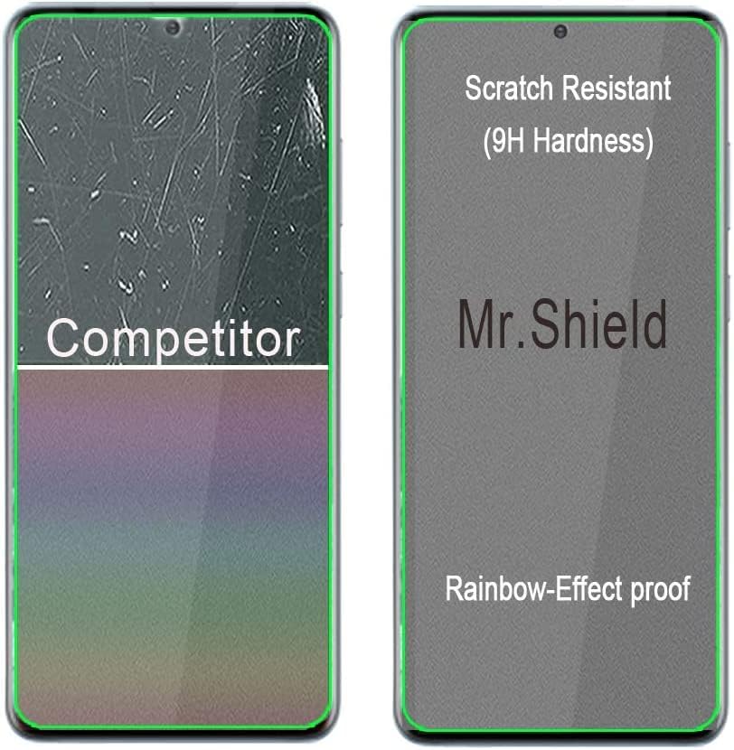 Mr.Shield [3-Pack] projetado para o Samsung Galaxy S21 5G [Impressão digital Compatível] [vidro temperado] Protetor de tela [Japão de vidro com dureza 9H] com substituição de vida útil