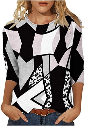 Blusa de algodão feminina outono verão 3/4 roupas de manga GRAPHIC GRAPHIC FOLE AUTO CASUAL CASUAL CASSE