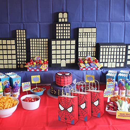 24 PCs Spider Party Favors Bags for Kids Boys Super fofo Hero temático Decorações de festas de aniversário Presente Goody Treat Candy Bags para suprimentos de festa de aniversário de herói super fofos