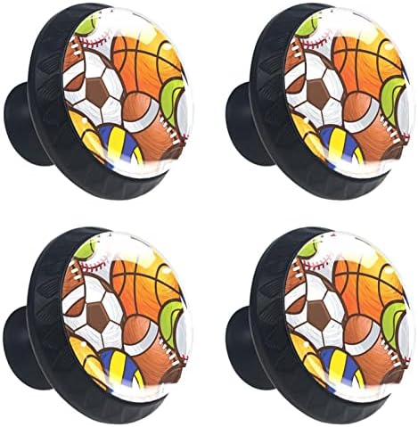 Kaido Painted Football Basketball Padrão da gaveta de 4 peças Botão redondo de armário com parafusos adequados para o escritório