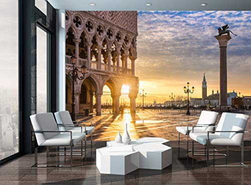 Foto da cidade papel de parede - Sunrise in Venice Square - Wall Mural Decoração da imagem Decoração de parede Decoração