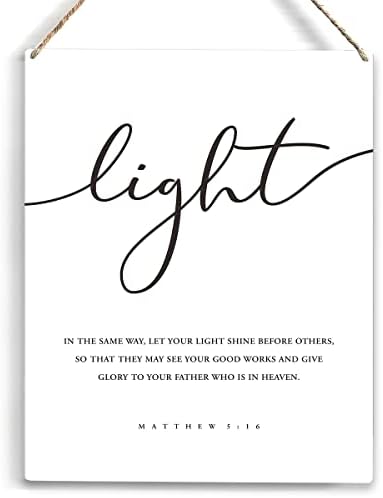 Luz inspiradora da mesma maneira que a Bíblia VERSO WOOD SIGN MATTHEW 5:16 Placa de madeira cristã de madeira para