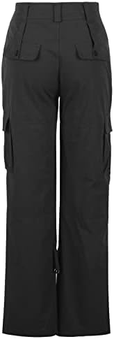 Calça de pára -quedas folgadas para mulheres de baixa ascensão, cargo largo, calça de combate do exército militar do exército com