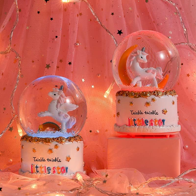 Jormey Unicorn Snow Globe for Kids, com neve colorido LED LUZES Musical de luxo, aniversário perfeito de Natal Filha