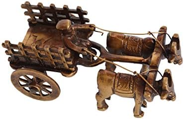 Aakrati Open Bullock Cart Brass Decorativa Metal Show peça