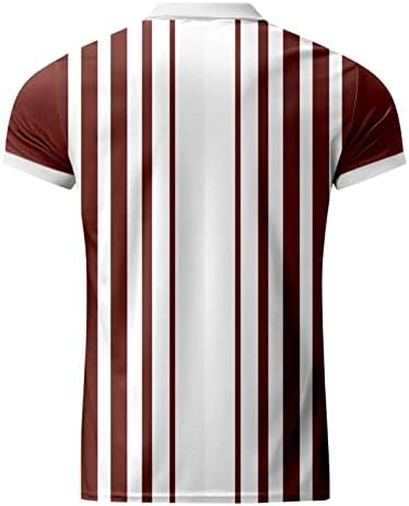 Camisas de pólo de manga curta de dois tons de masculino 1/4 zip listras verticais esportes tênis de tênis de tênis, camisa polo