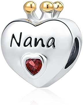 Dwjsu Heart Nana/Mãe/Daddy's Girl With Designer Gold Crown Charms para colar de pulseira de charme para mulheres
