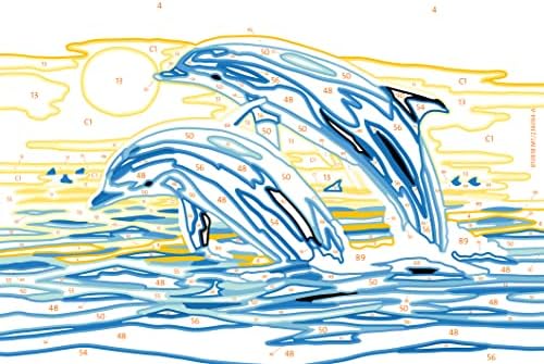 Ravensburger Creart Delightful Golphins Paint by Numbers Kit para crianças - Pintura Artes e Ofícios para idades