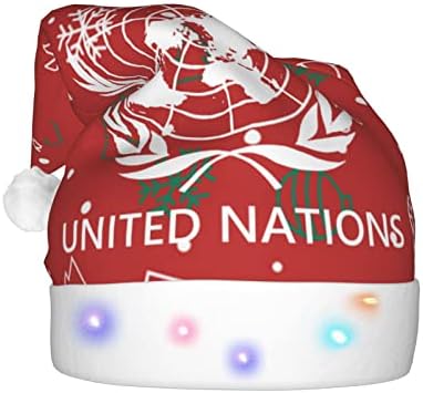 Nações Unidas emblemas adultos engraçados luxuoso Papai Noel Light Up Christmas Hat para mulheres e homens chapéu de férias de natal