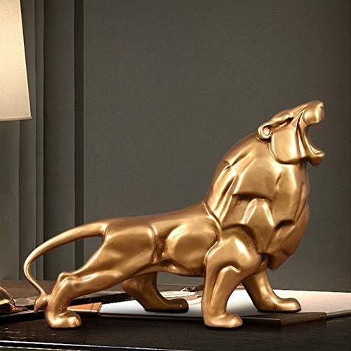 Estatuetas esculturas, personalidade criativa de cor de ouro abstrato estátua geométrica estátua de leão selvagem artes