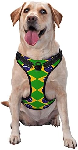 Arnês de cães bandeira brasileira de futebol orgulhoso animal de estimação ajustável ao ar livre aproveita o grande