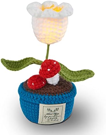 Nurluce Lily of the Valley Flower Night Lights Crochet Crochet Flor artificial feita para mulheres Painel de carros já fez Hand Kintted