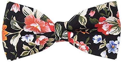 Andongnywell algodão estampado gravata borboleta de peito de pescoço floral de pescoço masculino