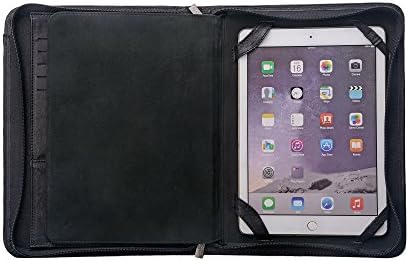 ICARRYALLS Organizador de couro Padfolio com zíper para iPad Pro de 9,7 polegadas e A5 Blocos, Black