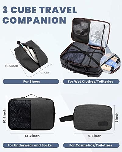 Backpack de viagem LoveVook, mochila expansível de 35-50l de grande capacidade com trava, mochila de laptop 18 polegadas com porta