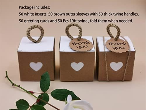 Caixas Silenwest Small Favor Kraft Boxes-2.17x 2,17x 2,17 polegadas, Love Heart Candy Caixas para Festas de festa de aniversário do