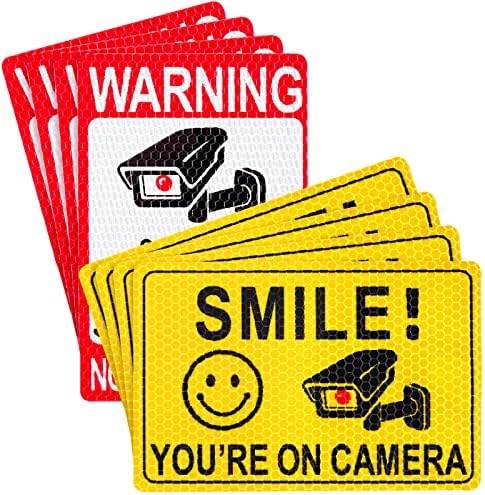 8 PCs 24 horas Adesivo de vigilância de videoclipe Refetivo Decalque autônomo Self Salp Signal Signal Smile ao ar livre