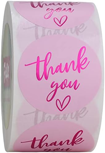 Agradecemos rosa adesivos, 1,5 polegada de agradecimento rótulos de adesivos, 500 folhas de ouro obrigado adesivos pequenas empresas,