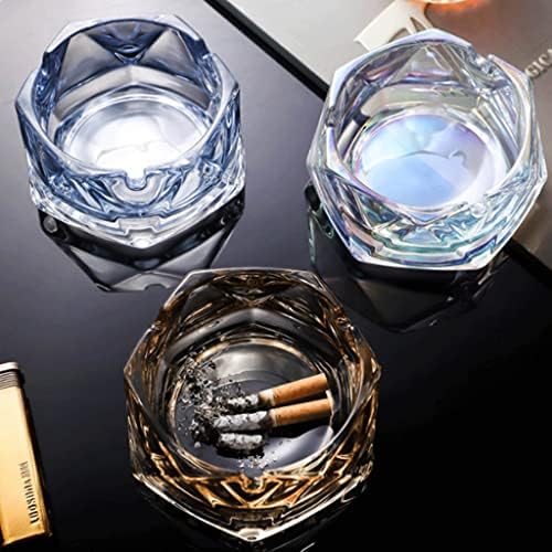 Bienka portátil Creative Glass Ashtray sem tampa ， Bandeja de cinzas de cristal de moda para interno ， requintado