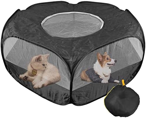 Pequena Animal Plaype preto e respirável pet cabine tenda de gaiola barraca portátil com capa com zíper para cabine para filhotes/gatinho/coelho/hamster/chinchilas/porco de cobaia
