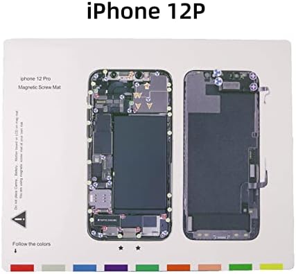 FoneFunshop Compatível com iPhone 12 Pro - Guia de desmontagem de reparo do telefone do tapete magnético de parafuso