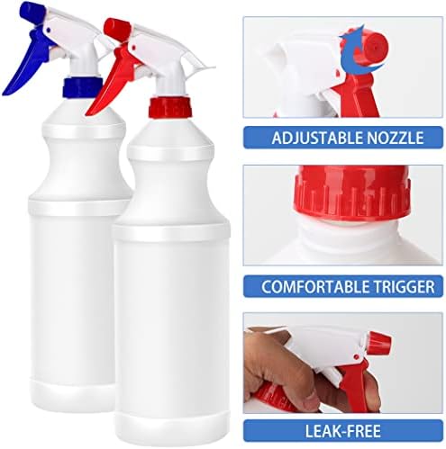 CUNQN Spray frasco de plástico garrafas de spray garrafas de spray Plástico Pulverizador de água garrafa de água de 1000 ml de limpeza de frasco de spray vazio com pulverizador de gatilho de bico ajustável para plantas de escritório de limpeza 2pcs