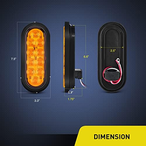 Nilight - TL -08 6 polegadas Oval LED LED LUZES TAIL LUZES TAIL DE 2PCS 10 LED W/FLUCH MONTAGEM PLEMMETS PULHOS IP67