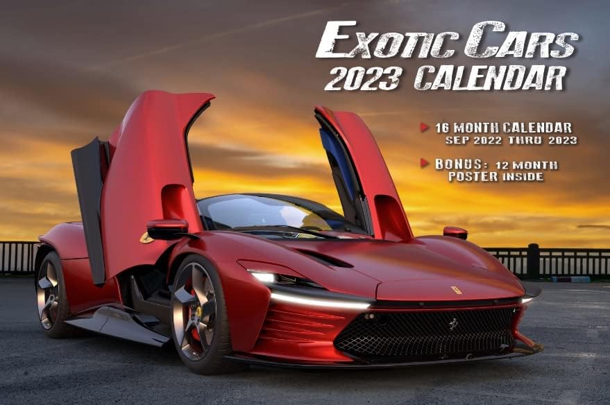 2023 Calendário de parede de luxo de carros exóticos - 16 meses