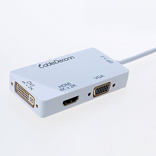 Cabledeconn 3 em 1 Mini DisplayPort 1.2V para DVI VGA HDMI TV HDTV Adapter Converter HDMI Full 4K x 2K Resolução