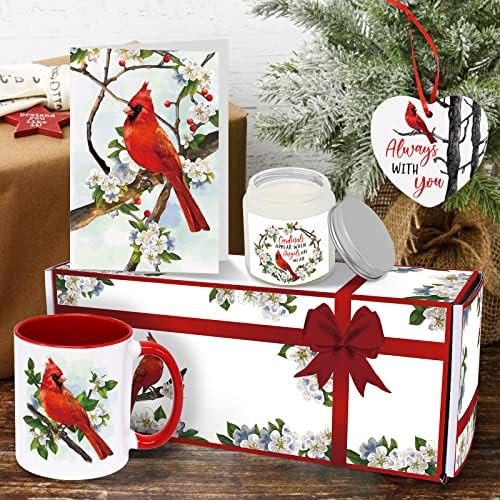 Cardinal Gift Sett Christmas Red Bird Present Box Cardinal Caneca Soja Cartão de vela Cerâmica pendurada Cardinal Decor