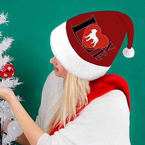 Love Pit Bull Dog Chapéus de Natal para adultos Chapéus de Natal para férias