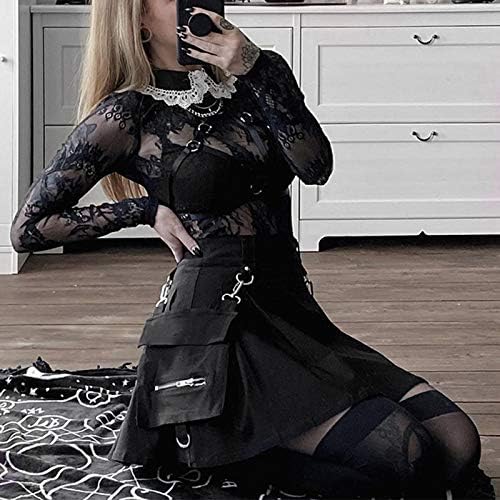 Saia preta para mulheres estilo gótico de bruxccraft lua impressão plissada punk mini saias