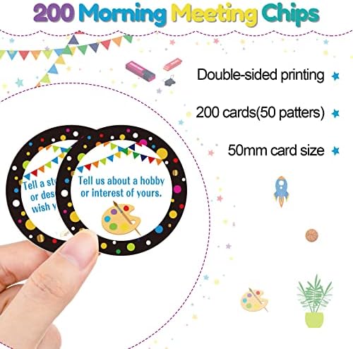 200 PCs Morning Meeting Chips for Students, 50 Styles Cartões de resposta dos alunos Cartões de habilidade social Melhorar a comunicação