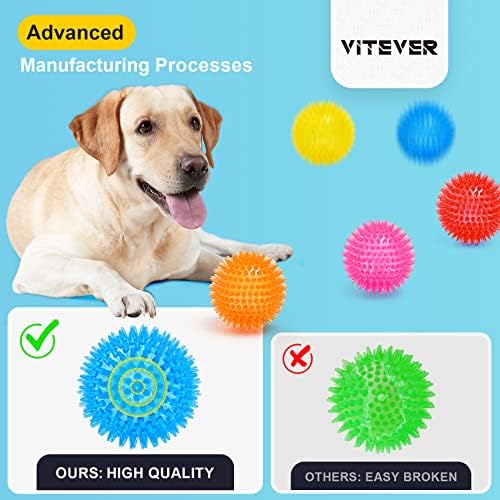 Vitever 3,5 ”Squeaky Dog Toy Balls Puppy Chew Toys para obter uma dentição, BPA não-tóxico sem tóxico, bolas de