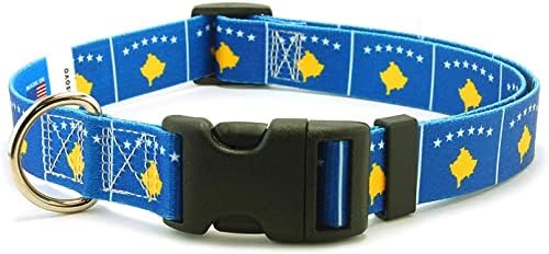 Colarinho de cachorro Kosovo | Bandeira do kosovo | Martingale Slip-On | Feito em NJ, EUA | Para cães grandes | 1 polegada de largura