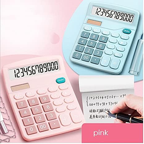 MJWDP Azul rosa 12 Digit Desk Solar Calculator Buttons grandes ferramentas de contabilidade financeira BOTNES BIG PARA ALUNA