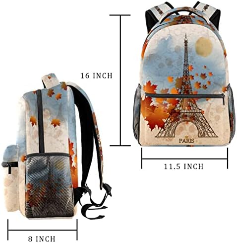 Mochila Adamion para estudantes Teens Eiffel Tower em Paris Livros da Escola à prova d'água Paris, viagens ou livros