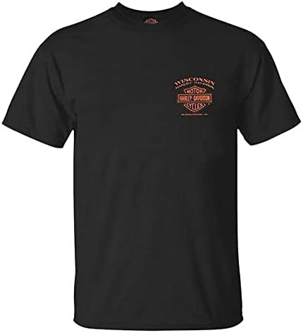 HARLEY-DAVIDSON MEN's Eagle Piston Camiseta de algodão de pistão curta de manga curta-preto