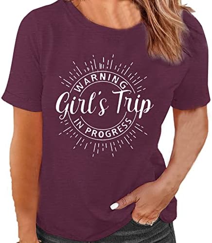 Cyjagny Women's Casual Warling Girls Trip in Proform T-Shirt Casual Crewneck Sleeve Graphic Tee