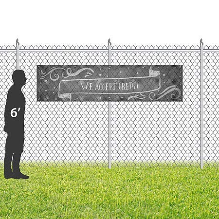 CGSignLab | Aceitamos Credit -Chalk Banner Banner de vinil de malha ao ar livre resistente ao vento | 8'x2 '