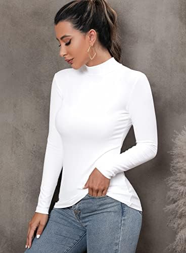 FOUGEDE MULHERES MUSELELES MAKELECE TURTLENECK Classic Modyable Modyable Stretch Tops Slim Tops